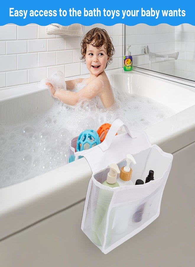 Dormercy Saddle Shape Bath Toy Organizer, 2 Compartments Wide Opening Bathtub Toy Holder for Tub, Bath Toy Storage Organizer for Tub, Easy Access for Children, Mesh Shower Toy Holder - Image 4